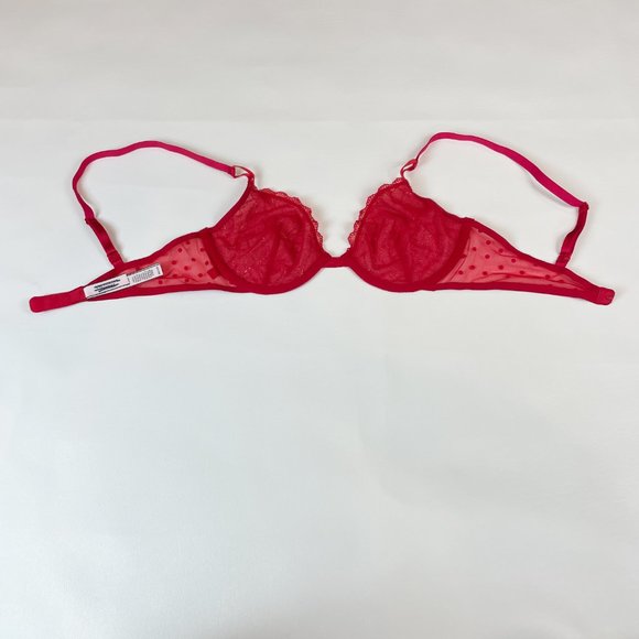 NWOT Victoria's Secret Bra 34C Unlined Demi Red Gold Metallic - Picture 4 of 7